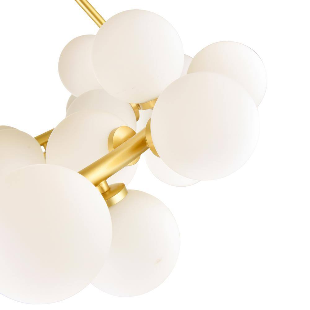 Arya 39" White and Gold Metal Chandelier with Frosted Glass