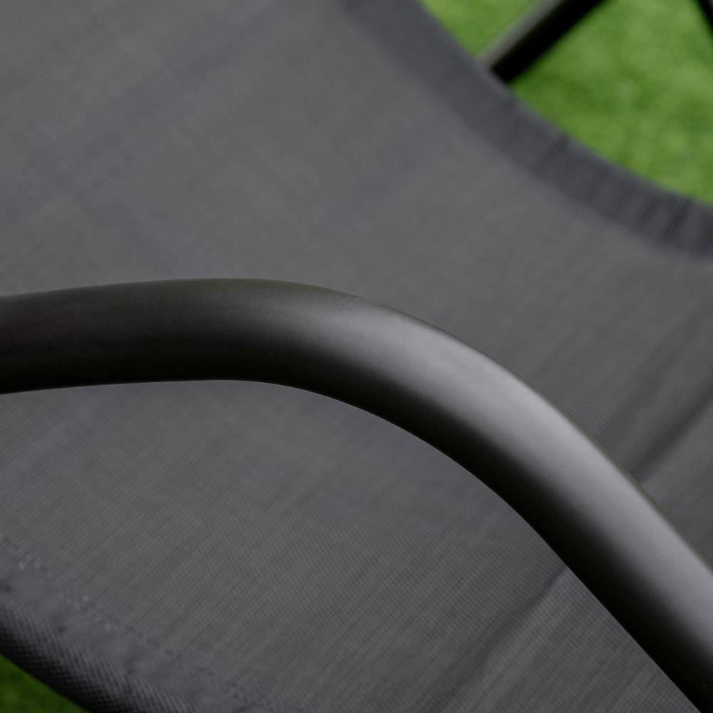 Black Steel Outdoor Zero-Gravity Rocking Lounge Chair with Cushions