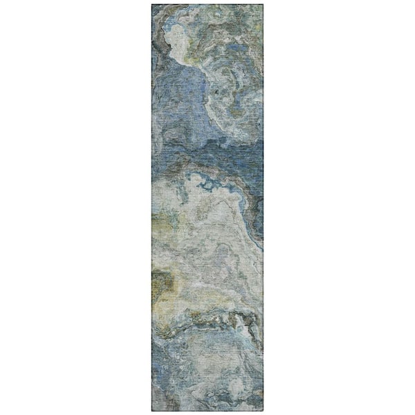Chantille Machine Washable Indoor/Outdoor Abstract ACN2797 Denim 2 ft. x 7 ft. Runner Rug