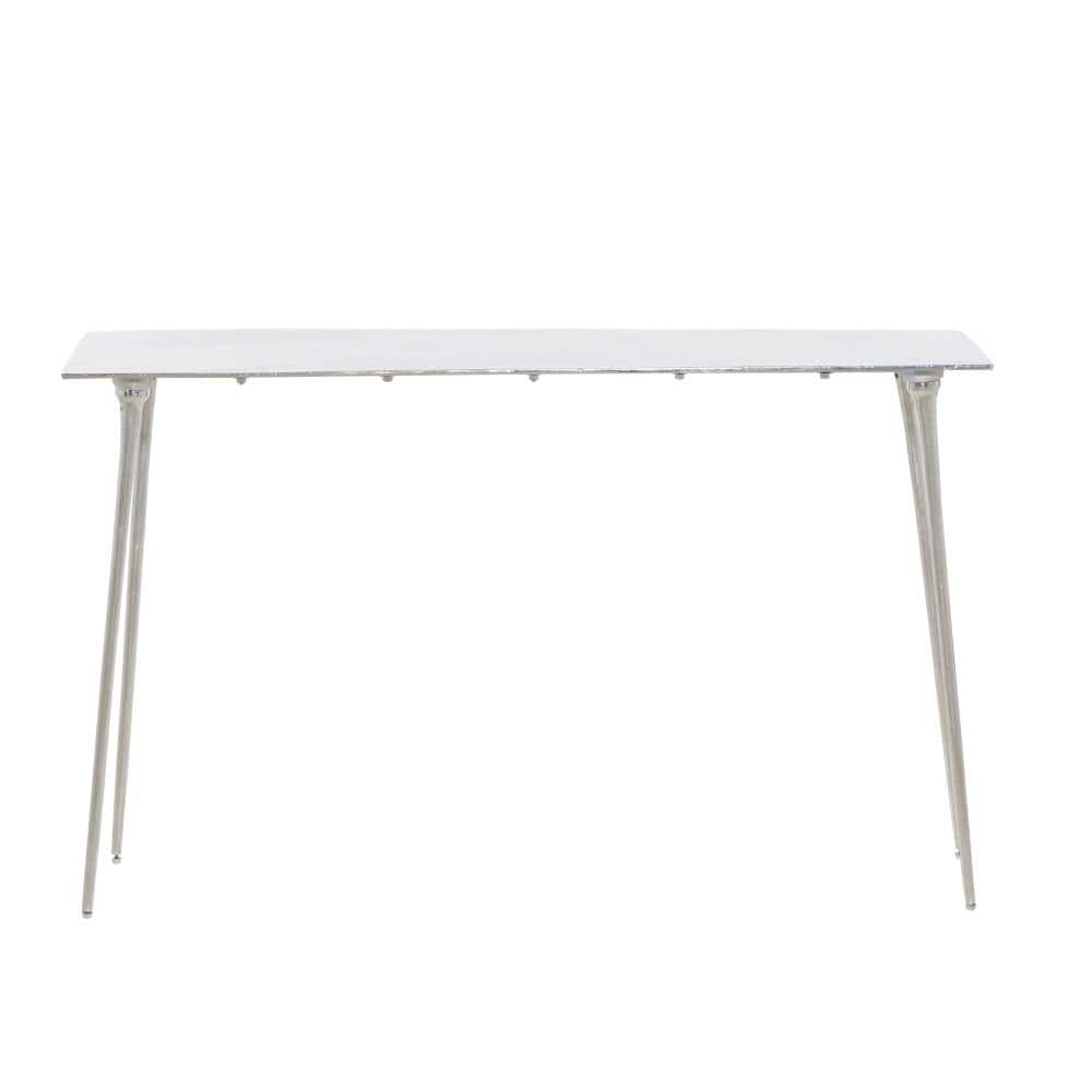 Elegant Starburst Silver Aluminum Console Table, 50" x 31"