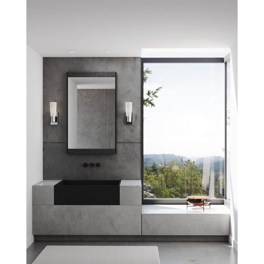 Zura Polished Chrome 1-Light Bath Vanity Fixture with Etched Opal Glass Shade