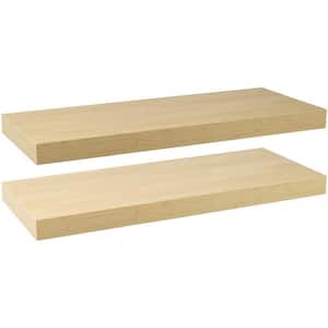 9 in. x 24 in. x 1.5 in. Classic Maple Wood Decorative Wall Shelves with Brackets (2-Pack)