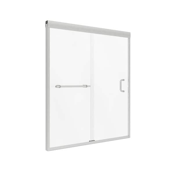 CRAFT + MAIN Marina 48 in. x 72 in. H Semi-Framed Sliding Shower Door in Brushed Nickel with 3/8 in. Clear Glass