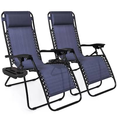 Blue Zero Gravity Metal Reclining Lawn Chair