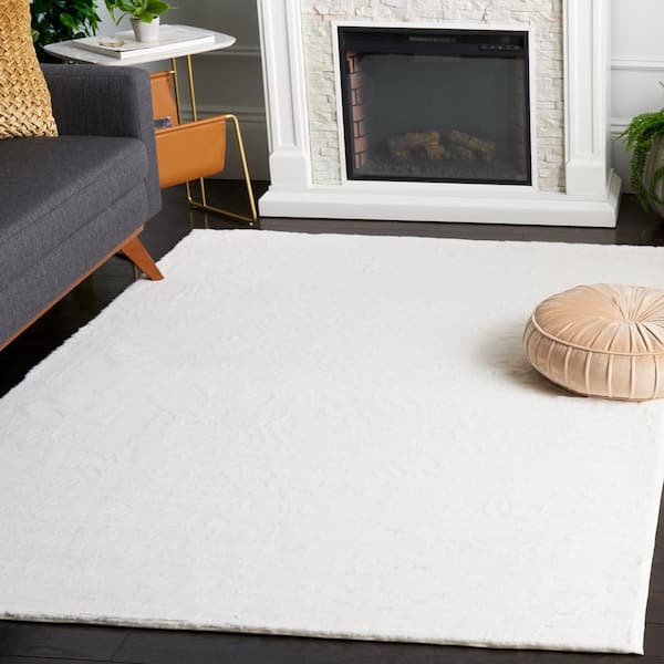 Faux Rabbit Fur White Doormat 2 ft. x 3 ft. Solid Flokati Area Rug