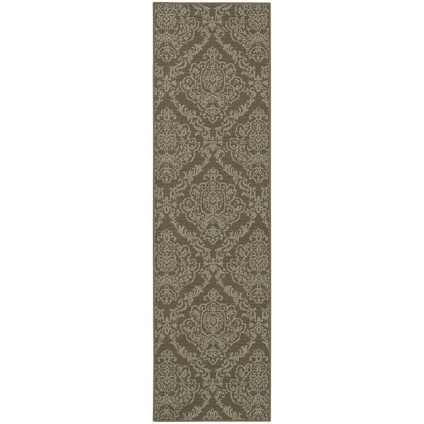 Home Decorators Collection Bimini Grey 2 ft. x 8 ft. Indoor/Outdoor Patio Runner Rug