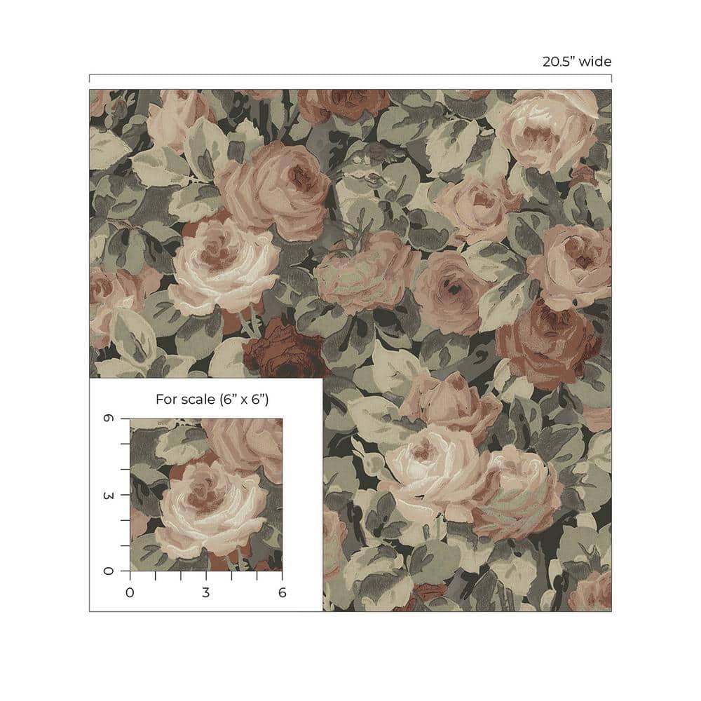 Dusty Mauve and Ash Grey Floral Self-Adhesive Wallpaper
