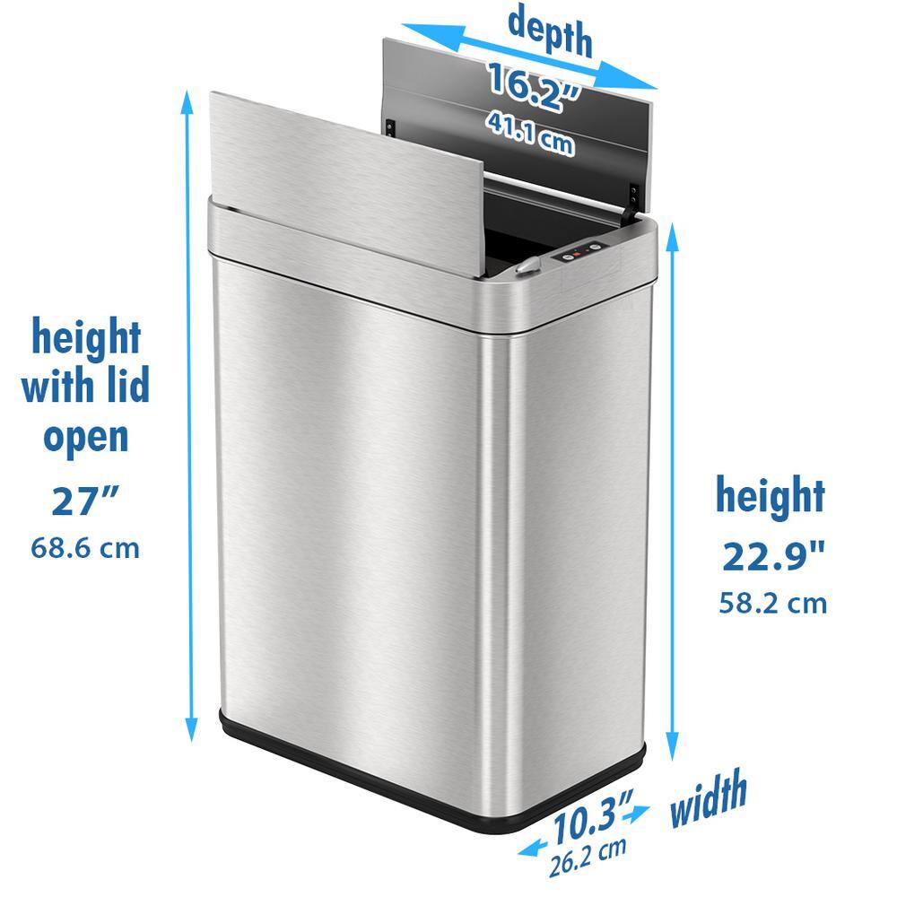Silver Stainless Steel Touchless Motion Sensor Trash Can with Pet Lock
