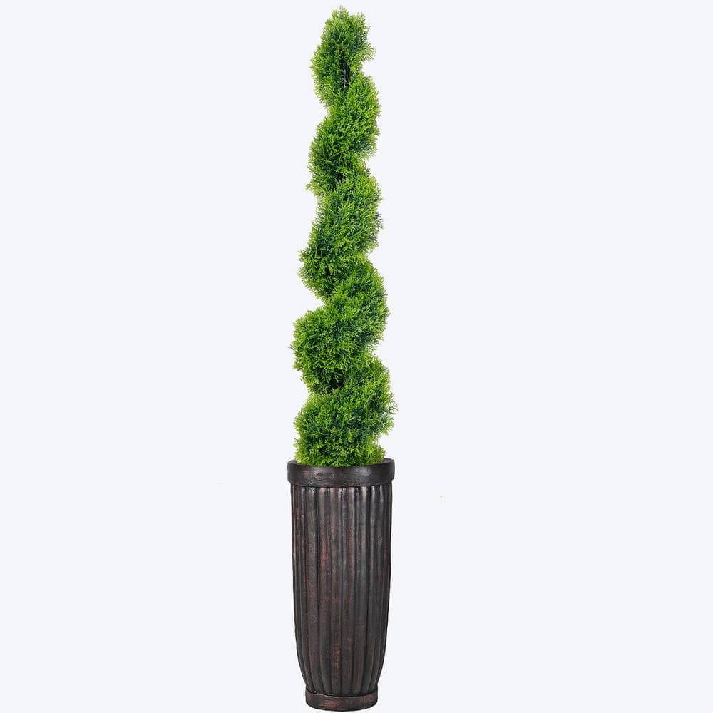 VINTAGE HOME 80 in. Artificial Spiral Topiary in fiberstone planter