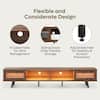 Bestier 70 in. Mid-century TV Stand Fits TV up to 75 in. with LED Light Sliding Door and 4 Open Shelves Walnut USTHDCZUS-T017B-ANCABT-M