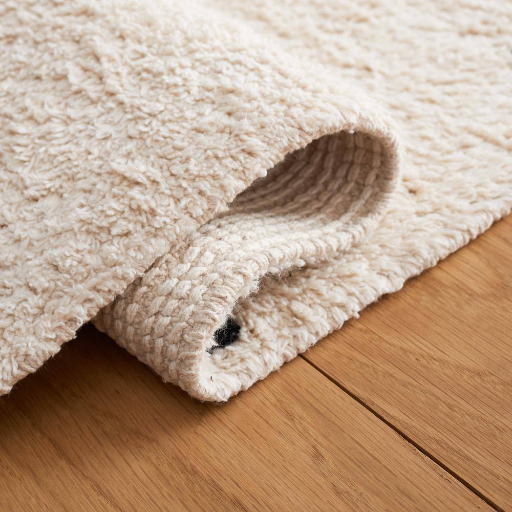 Ivory and Black Cotton Polka Dot Washable Square Rug, 6' x 6'