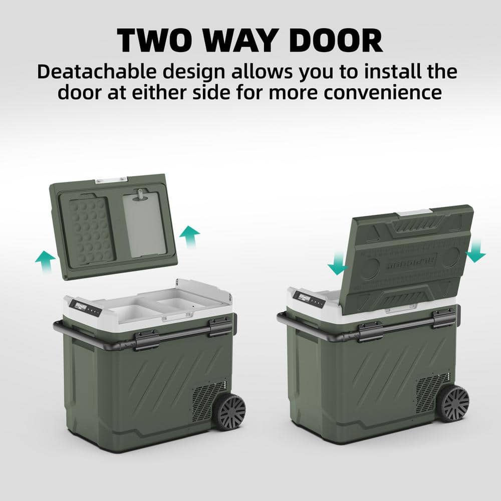 Green 52 qt Dual Zone Portable Car Refrigerator with App Control