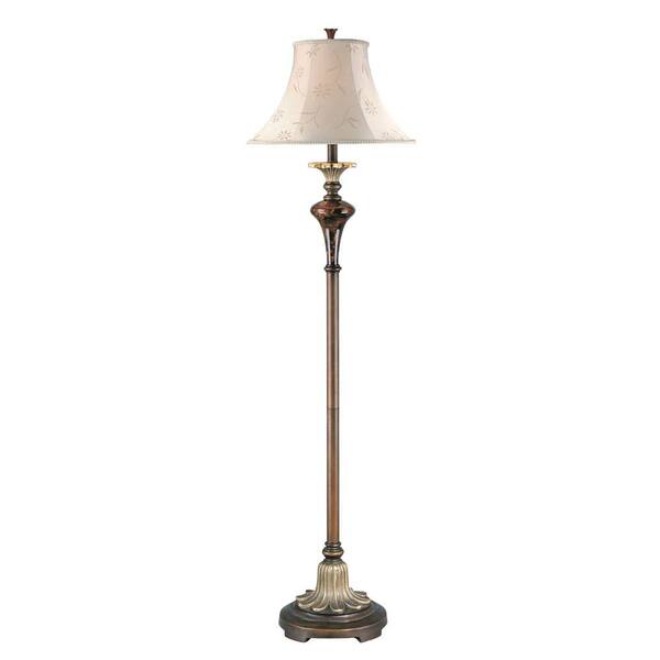Illumine Designer Collection 59 in. Gold Floor Lamp with Beige Fabric Shade