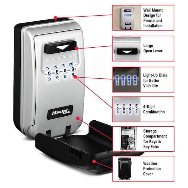 Lock Box, Resettable Combination Dials, Light Up Dials