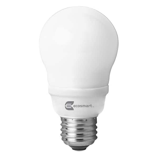 EcoSmart 60-Wattt Equivalent A19 CFL Light Bulb, Bright White (4-Pack)