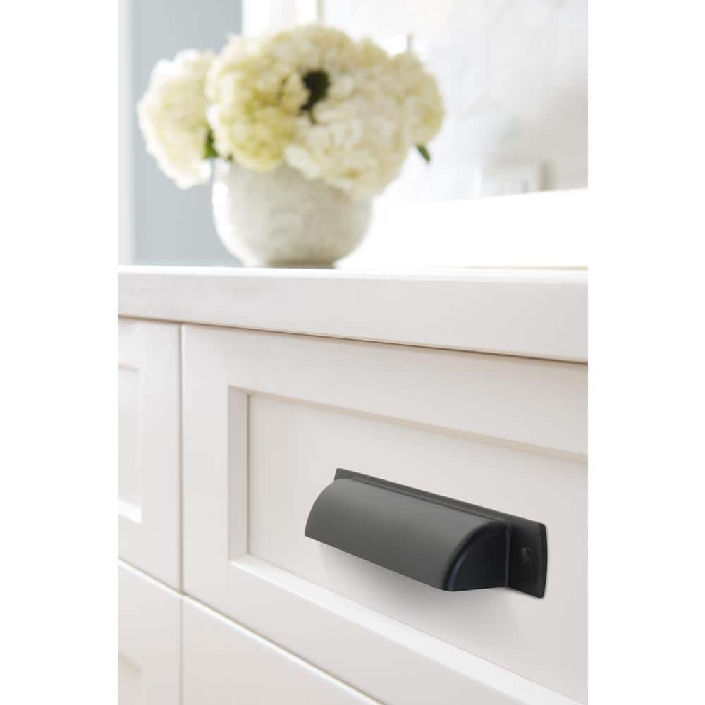 Matte Black Bronze Industrial Cup Pulls with Mounting Hardware