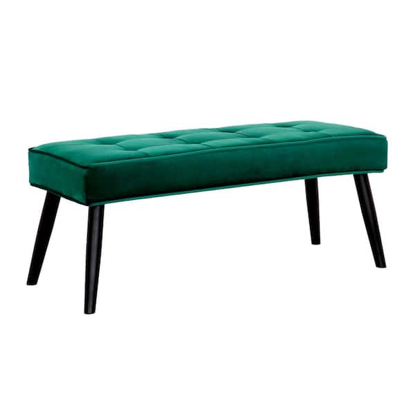 WESTINFURNITURE Brooklyn Tufted Dark Green Velvet Ottoman Accent Bench 40.25 in. x .16.25 in. x 17 in.