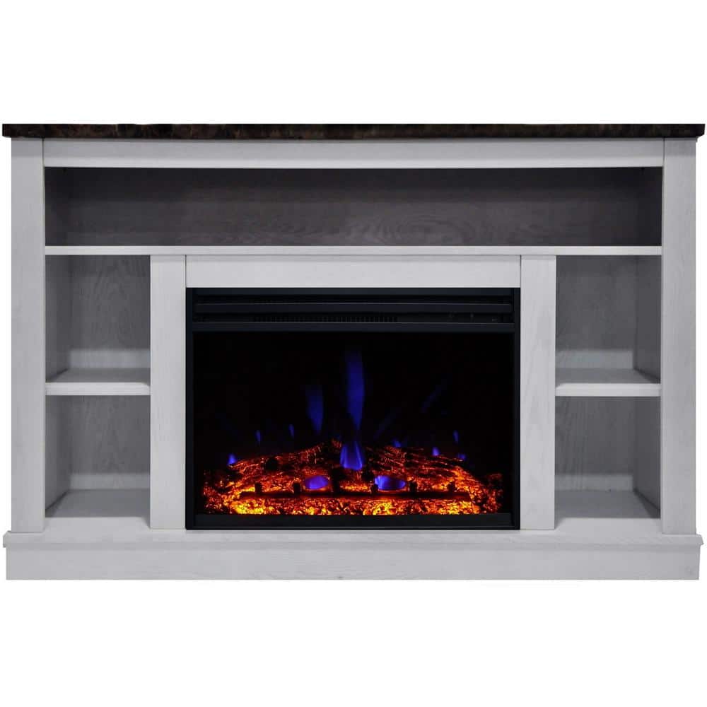 Seville 47'' White MDF Electric Fireplace with Enhanced Log Display