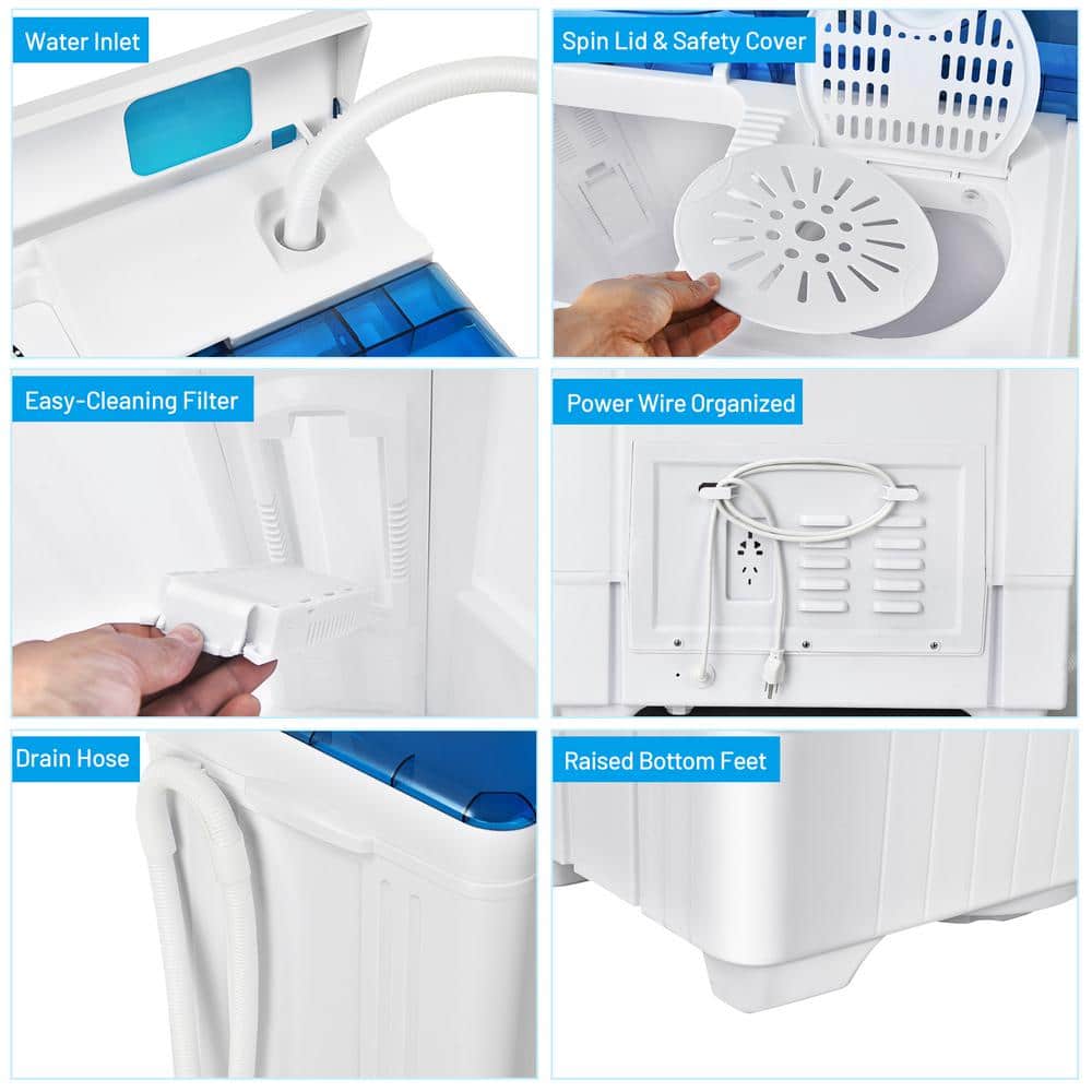 Blue and White Electric Top-Loading Portable Washer for RV