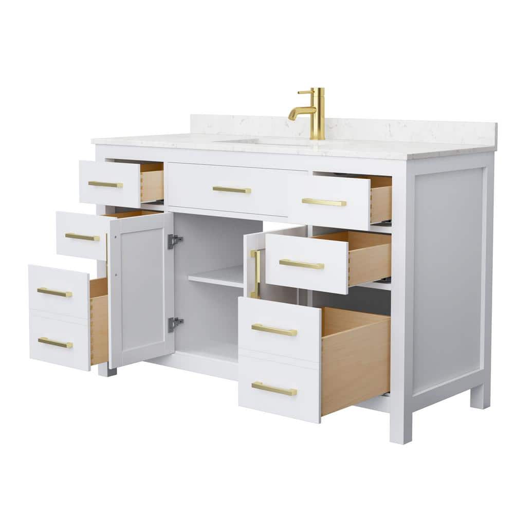 Beckett 54" White and Gold Freestanding Single Bathroom Vanity