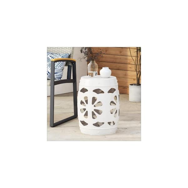 Modern Metal End Table, Iron Side Table with Floral Cut-Out Design