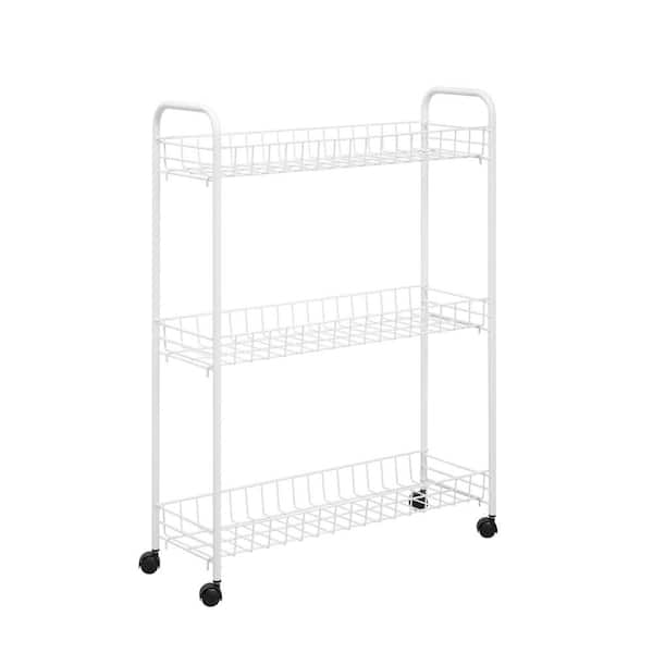 Unbranded 3-Tier Rolling Steel Household Storage Cart in White