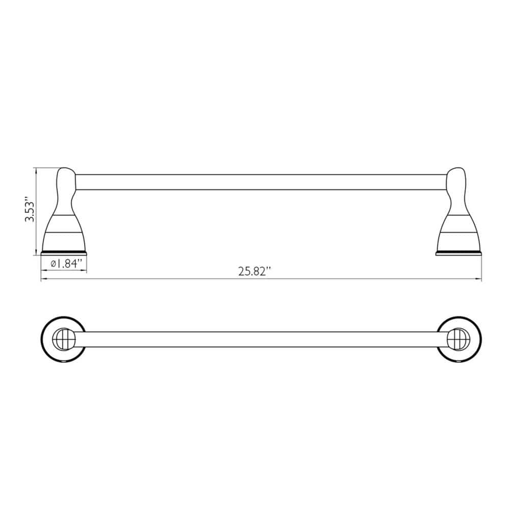 Polished Chrome 24-Inch Wall Mounted Towel Bar