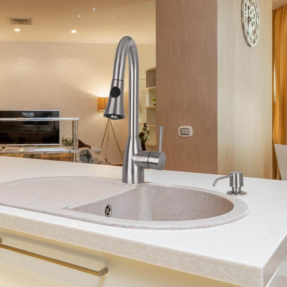 Brushed Nickel Compact Brass Kitchen Soap Dispenser