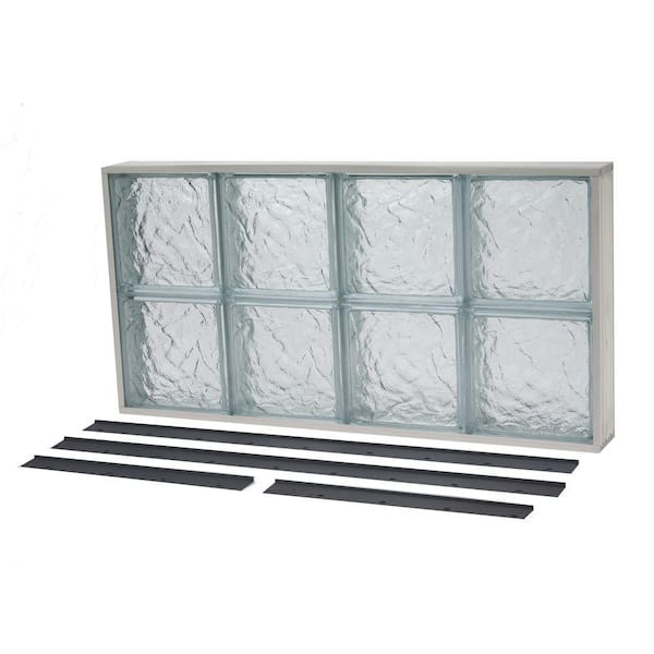 TAFCO WINDOWS 11.875 in. x 13.875 in. NailUp2 Ice Pattern Solid Glass Block Window