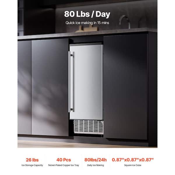 sky　冷凍庫 SKYSHALO 80 lbs. /Day Under Counter Ice Maker, Reversible