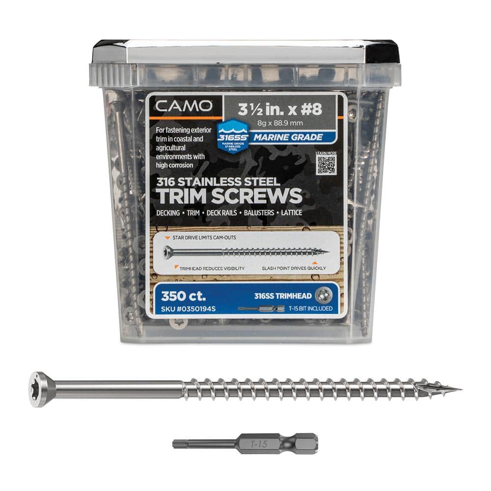3-1/2 in. #8 316 Stainless Steel Premium Star Drive Trim Screws (350-Count) price history on PriceWatchPro