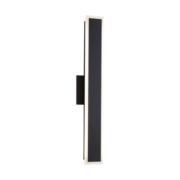 Golden Lighting - Obsidian 24 in. Sand Black Outdoor Hardwired Wall Sconce with LED Bulbs Included
