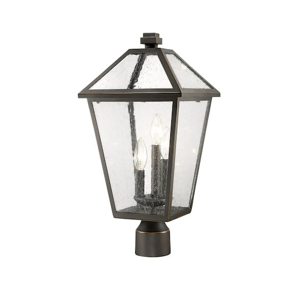 Unbranded Talbot 3-Light Bronze 20 in. Steel Hardwired Outdoor Weather Resistant Post Light Round Fitter with No Bulb Included