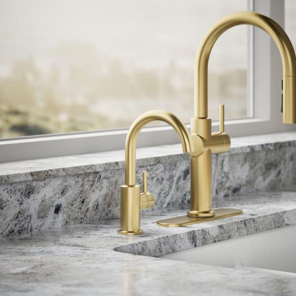 Contemporary Single-Handle Beverage Faucet in Vibrant Brushed Moderne Brass