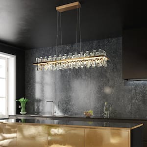 Combrocollia 1-Light Integrated LED Plating Brass Island Chandelier with Crystal Strips