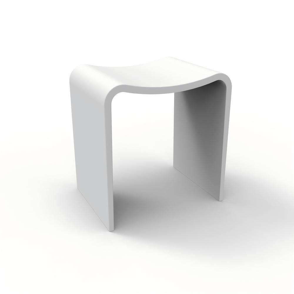 MEDUNJESS 15.7 in. Solid Surface Shower Stool in White MD71018 The