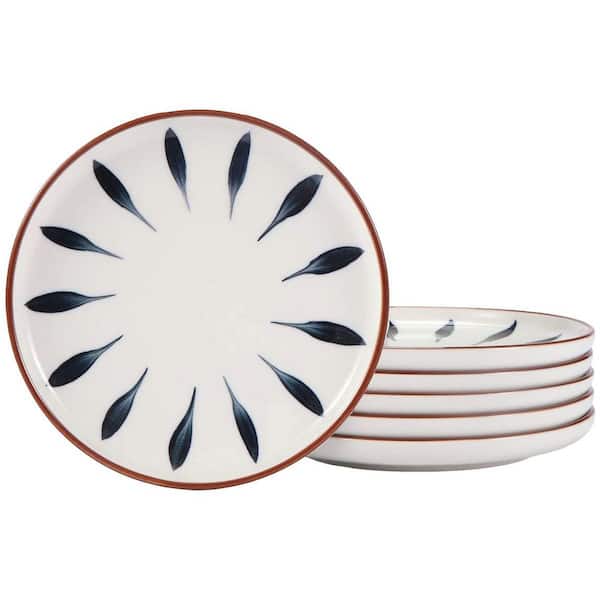 6-Inch Round Ceramic Dessert Plates Hand-Painted Glazed Porcelain Small Appetizer Plates with Color Design Set