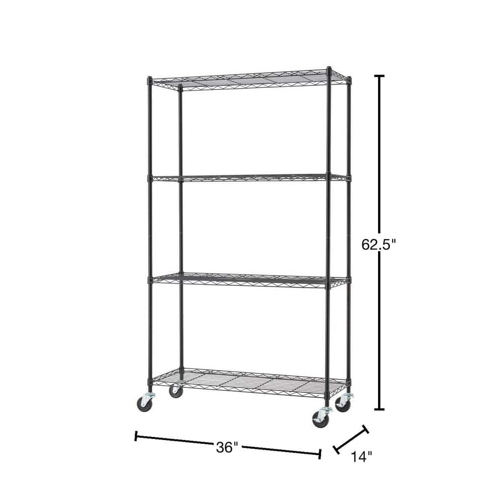 Trinity EcoStorage 4-Tier Black Steel Wire Shelving Unit