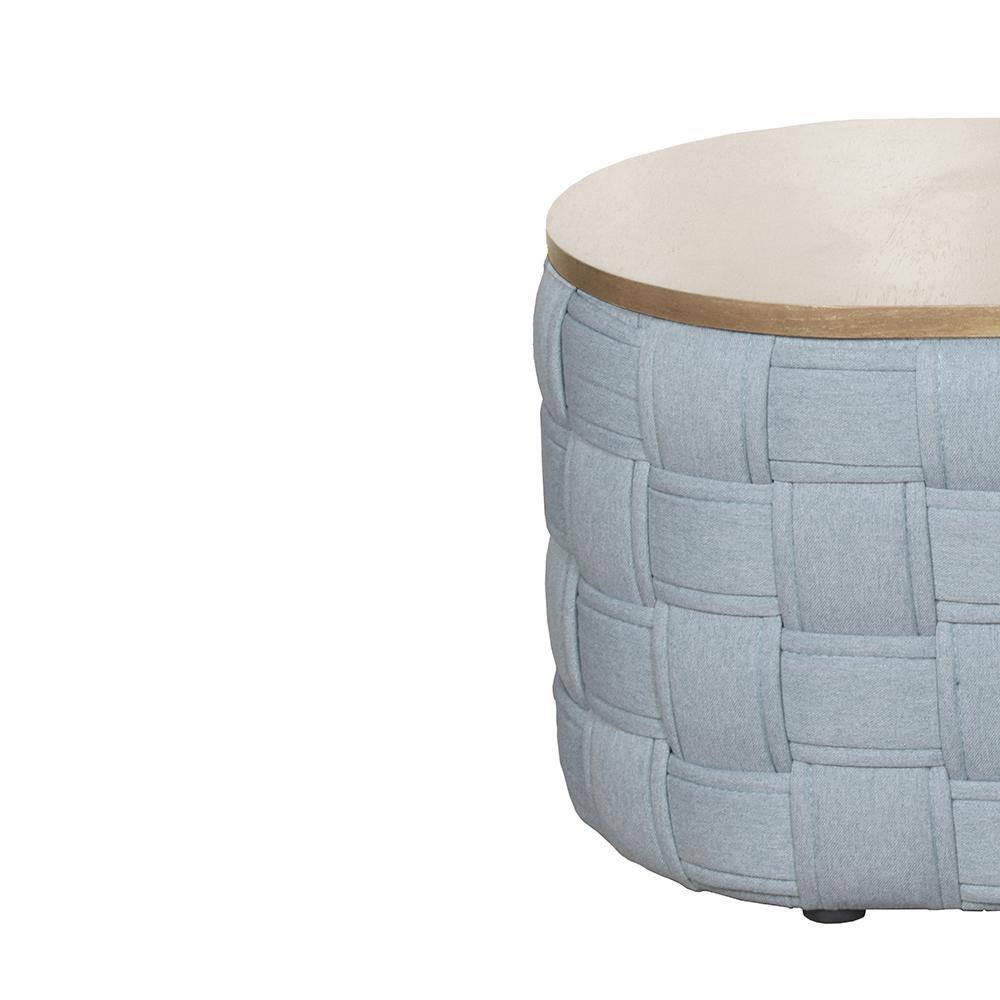 Light Teal Oval Wood and Metal Coffee Table