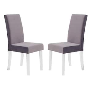 Dalia 40 in. Gray Velvet and Acrylic Finish Modern Dining Chair (Set of 2)
