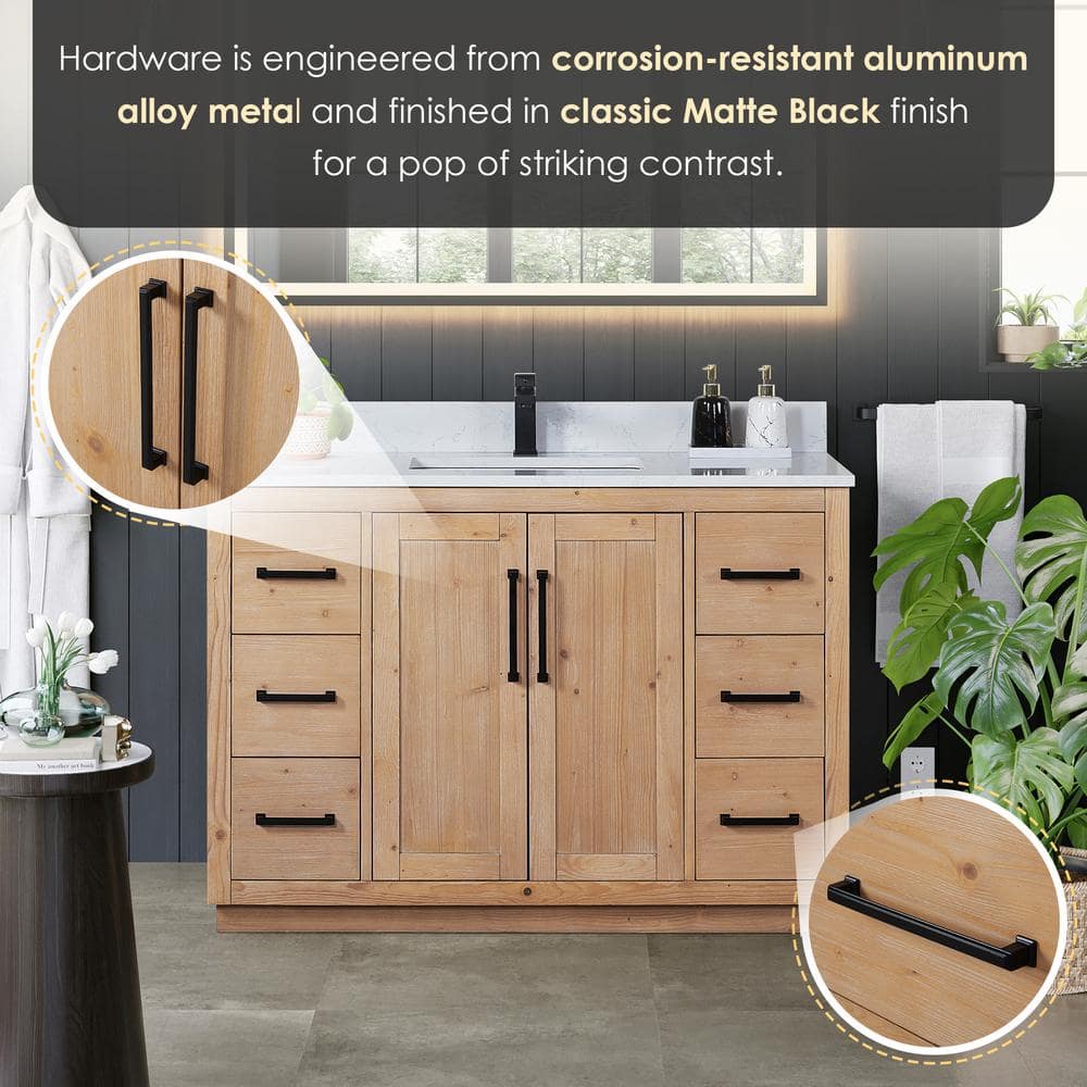 Cicero 48" Light Brown Fir Wood Vanity with White Stone Top