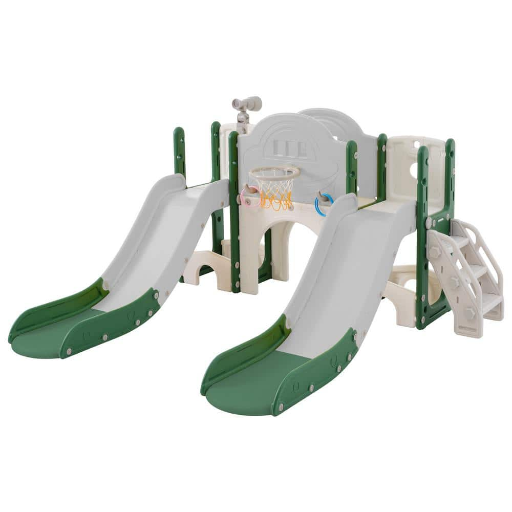 Green HDPE Indoor and Outdoor Playset Small Kid with Telescope, Slide ...