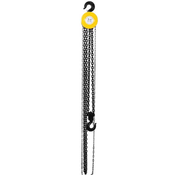 Tidoin 5-Ton Yellow 10 ft. Steel Manual Chain Hoist Log Hook with 2 Heavy-Duty Hooks