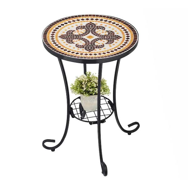 MOEPISY Outdoor Side Table Mosaic Patio Table Accent Tables