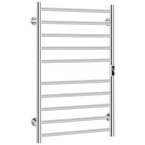 10-Bar Heated Wall Mounted Towel Racks in Chrome with Timer-Silver