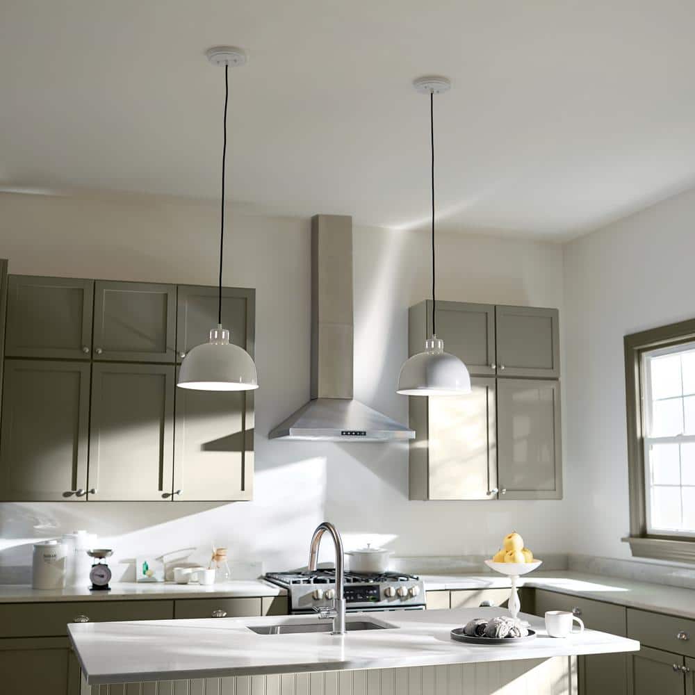 Zailey Black and White 11.5" Transitional Glass Bowl Pendant Light