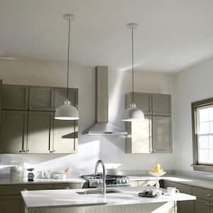 Zailey 11.5 in. 1-Light White Contemporary Shaded Kitchen Dome Pendant Hanging Light with Metal Shade