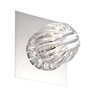 Cosmo Collection 1-Light Chrome and Clear Wall Sconce