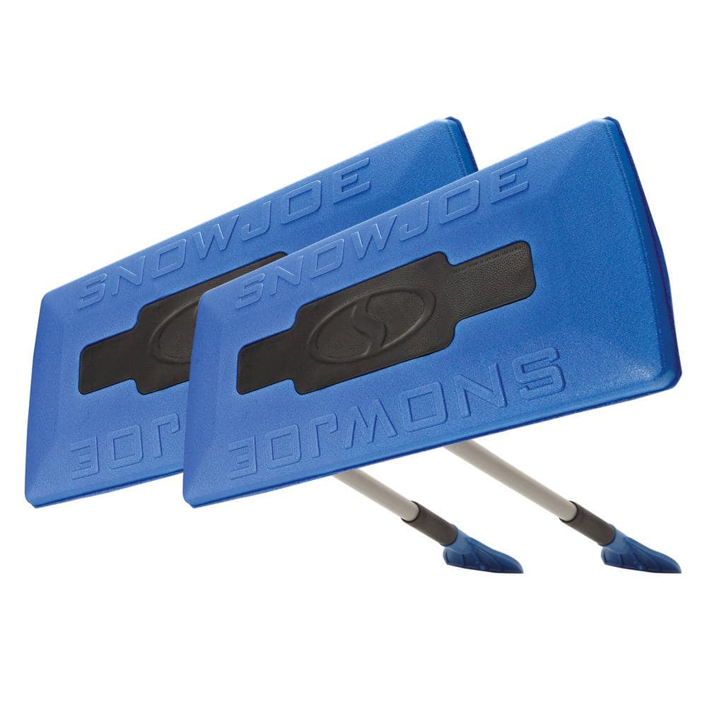 Snow Joe SJBLZD-JMB2-SJB 2-Pack Jumbo Telescoping Snow Broom + Ice Scraper  Blue/Blue