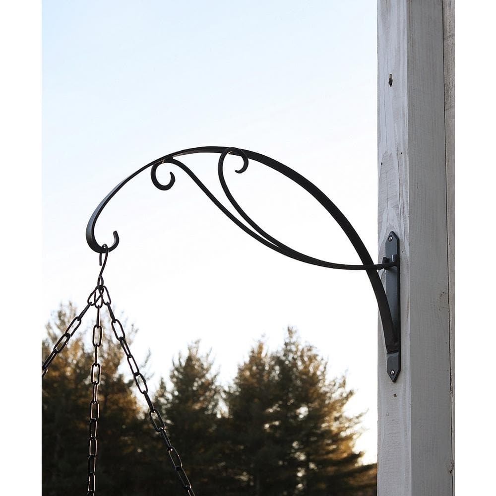 Black Steel Scroll Bracket for Large Hanging Baskets